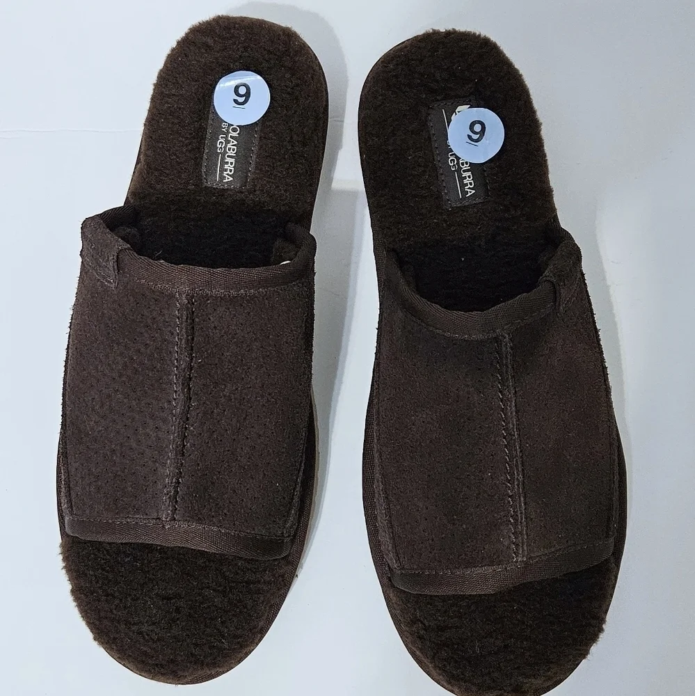NWOT Koolaburra By Ugg Dawsen Men's Brown Leather Slippers Sz 9 - Picture 3 of 7